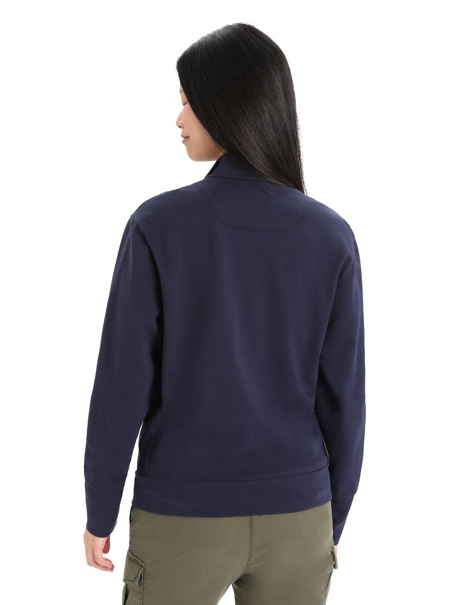 Women's Icebreaker Merino Central II Long Sleeve Zip Hoodie Midnight Navy | CA 1275GSOL